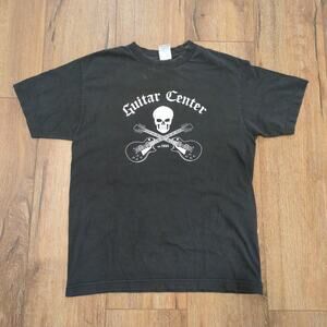 VTG Guitar Center Adult Medium Shirt Skull Biker Rock Punk Metal Grunge Band Y2K